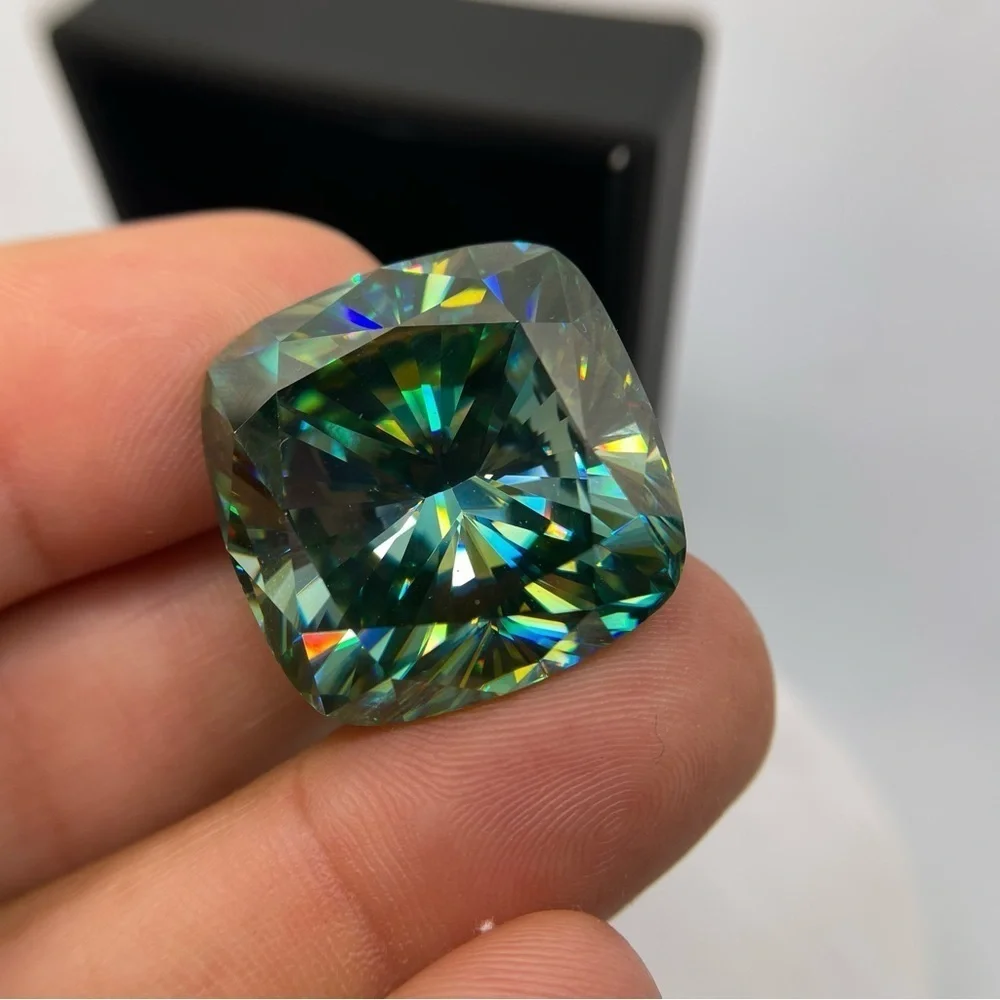 Huge Moissanite 73.90 Ct Vivid Blue Cushion Cut Extremely Rare Loose Gemstone